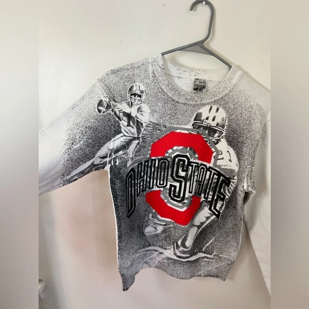 Vintage Ohio State AOP Graphic Sweatshirt Small